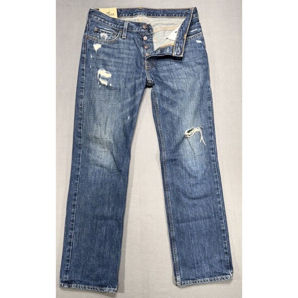 Hollister‎ Jeans Men's 32x32 Dark American Denim Button Fly Classic Straight Low - Picture 1 of 16